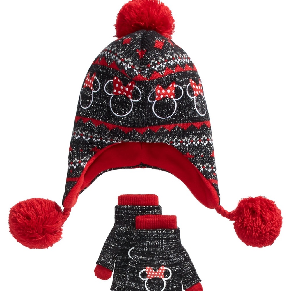 Minnie Mouse Hat and Glove Set